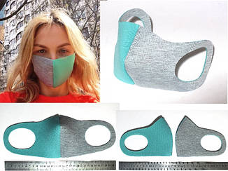 Багаторазова захисна маска для обличчя "Пітта" двоколірна, (неопрен, двостороння)