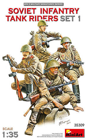 Набір пластикових фігур в масштабі 1/35. Радянська піхота на танку. 1/35 MINIART 35309, фото 1