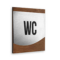Табличка на туалет WC — Неіржавка сталь і дерево — "Venture" Design, фото 6