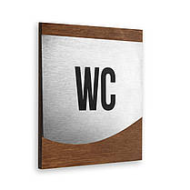 Табличка на туалет WC — Неіржавка сталь і дерево — "Venture" Design, фото 3