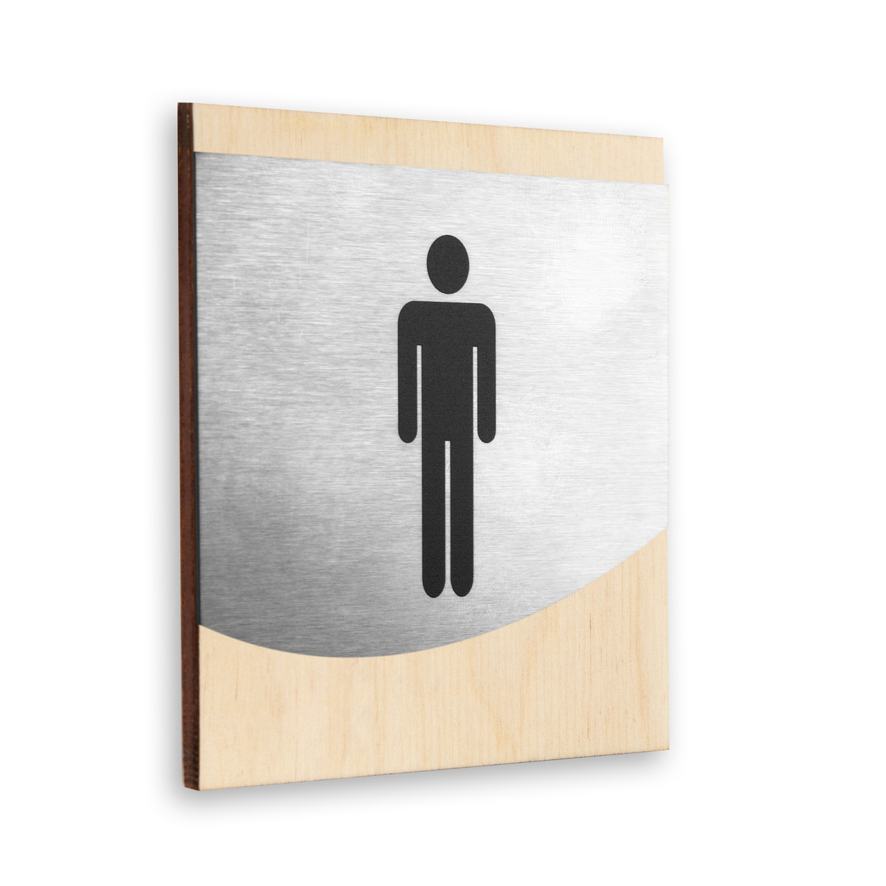 Табличка на чоловічий туалет — Неіржавка сталь і дерево — "Venture" Design