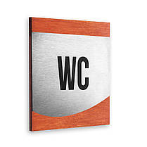 Табличка на туалет WC — Неіржавка сталь і дерево — "Venture" Design, фото 4