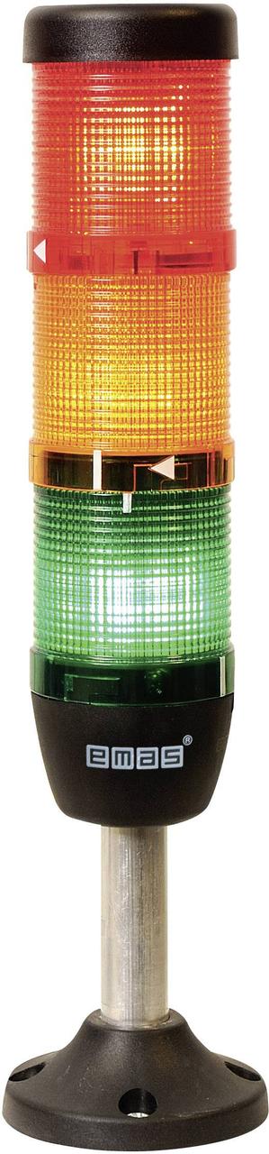 Світлова колона діаметр 50мм 3 яруса (червоний, зелений, жовтий), світлодіод 24В алюм. патрубок 100мм, фото 1