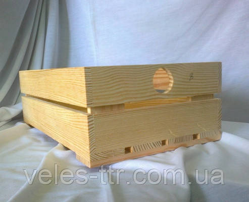 Ящик с ручками кружок 35х21х11 дерево заготовка для декора №8 - фото 3 - id-p153072142