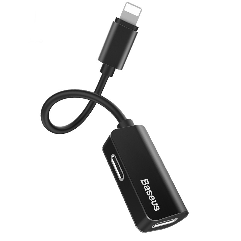 AUX-адаптер BASEUS L37 Lightning Male to 2-Lightning Female 0.12m, фото 1