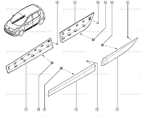 Кліпса кріплення молдингу двері на Рено, фото 4