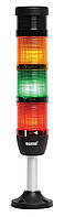 Световая колонна диаметр 50мм 3 яруса (красный, зелёный, жёлтый) + зуммер, светодиод 220В алюм. патрубок 100мм