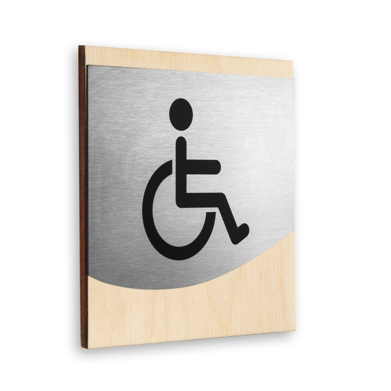 Таблички на двері туалету для інвалідів — Неіржавка сталь і дерево — "Venture" Design