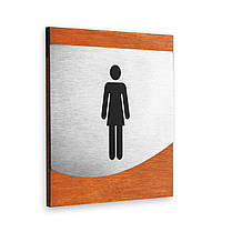 Табличка на жіночий туалет — Неіржавка сталь і дерево — "Venture" Design, фото 2