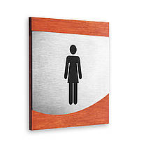 Табличка на жіночий туалет — Неіржавка сталь і дерево — "Venture" Design, фото 3