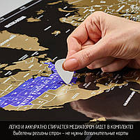 Скретч Карта Світу в Рамці Велика Карта Світу для Подорожей В Рамці Чорна c Золотом на Стіну в Рамі Divalis, фото 2