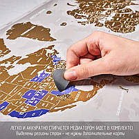 Скретч Карта Світу в Рамці Велика Карта Подорожей в Рамі Біла c Золотом на Стіну з Рамкою Divalis, фото 3