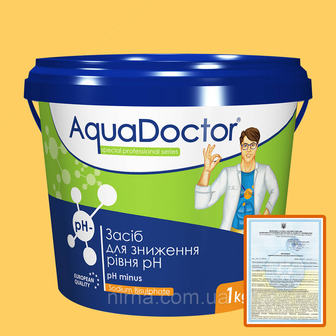 AquaDoctor pH Minus (Мінус) 1кг. Хімія для басейну Аквадоктор. Засіб для зниження, регулювання рівня pH (Пш)
