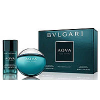 Мужской подарочный парфюмерный набор Bvlgari Aqva Pour Homme, духи 100мл + дезодорант 75мл, цитрусовый аромат