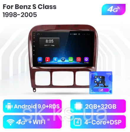 Junsun 4G Android магнітола для Mercedes Benz S Class W220 S280 S320 S350 S400 S430 S500 S600 1998-2005 2ГБ ОЗУ + 32 +4G, фото 1