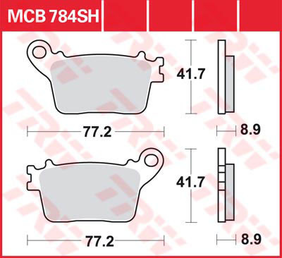 Гальмівні колодки задні YAMAHA YZF R1 ,KAWASAKI ZX-6R Ninja 636 ,SUZUKI GSX-R 1000 TRW MCB784SH