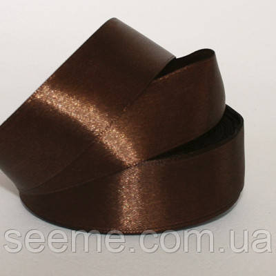 Стрічка атласна 25 мм, колір шоколадний, фото 1