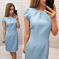 Приталене жіноче плаття, арт 716/1,тканина бавовна, колір блакитного/блакитного кольору