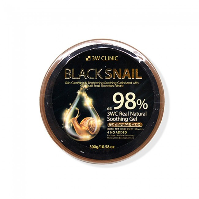 Зволожувальний гель з екстрактом чорного равлика 3W CLINIC Black Snail Natural Soothing Gel - 300g