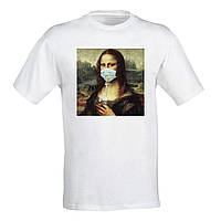 Мужская футболка с принтом Swag Мона Лиза в маске XXL, Белый Push IT