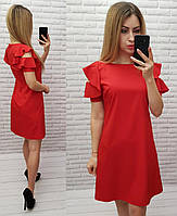 Платье с рюшами, красное, арт 783 44