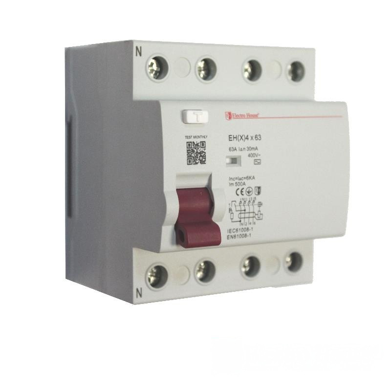 ElectroHouse УЗО 4P 63A 100mA 230-400V IP20