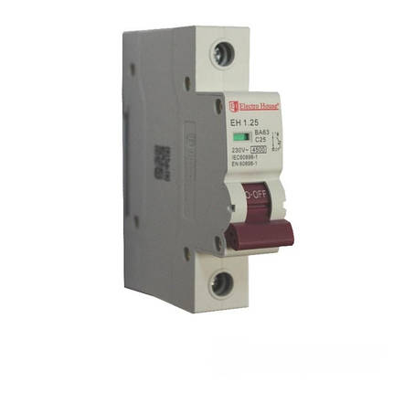 ElectroHouse Автоматичний вимикач 1P 25A 4,5 kA 230-400V IP20, фото 2