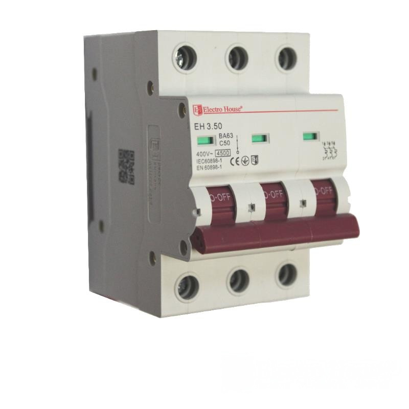 ElectroHouse Автоматичний вимикач 3P 50A 4,5 kA 230-400V IP20