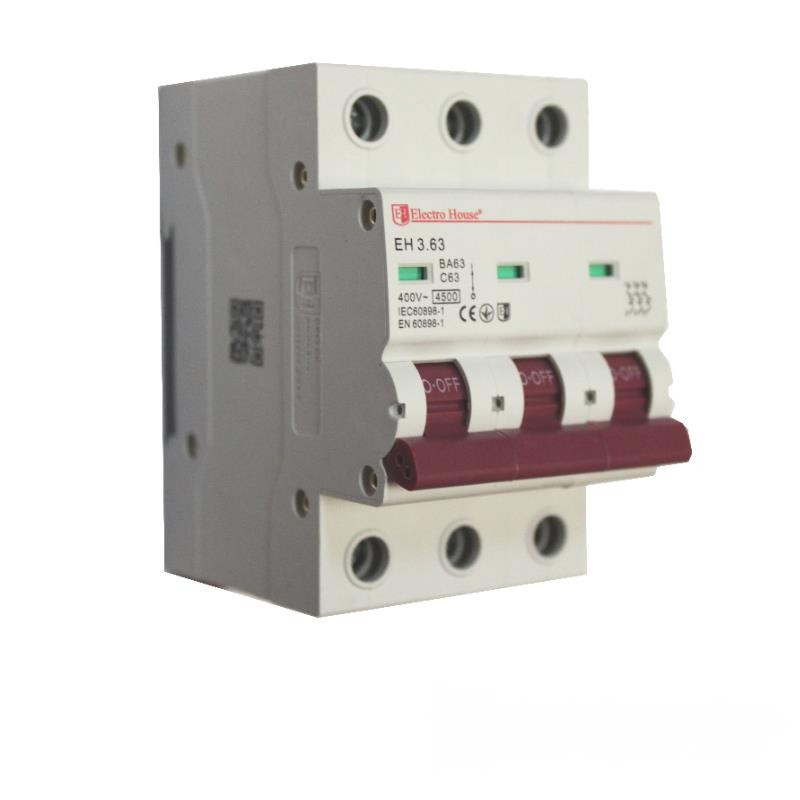 ElectroHouse Автоматичний вимикач 3P 63A 4,5 kA 230-400V IP20
