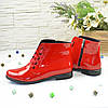 Черевики жіночі червоні лакові на шнурівці, фото 2