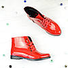Черевики жіночі червоні лакові на шнурівці, фото 4