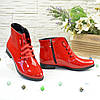 Черевики жіночі червоні лакові на шнурівці, фото 3