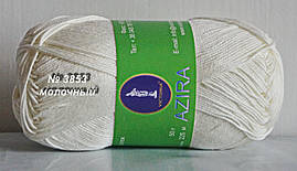 Нитки пряжа для в'язання бавовна Azira Victoria Азіра Вікторія № 3853 - МОЛОЧНИЙ