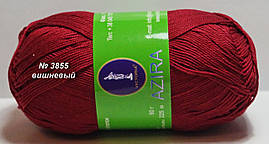 Нитки пряжа для в'язання бавовна Azira Victoria Азіра Вікторія № 3855 - ВИШНЯ