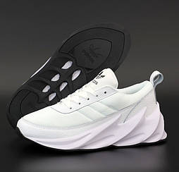 Жіночі кросівки Adidas Shark білі з чорним. Живе фото. топ