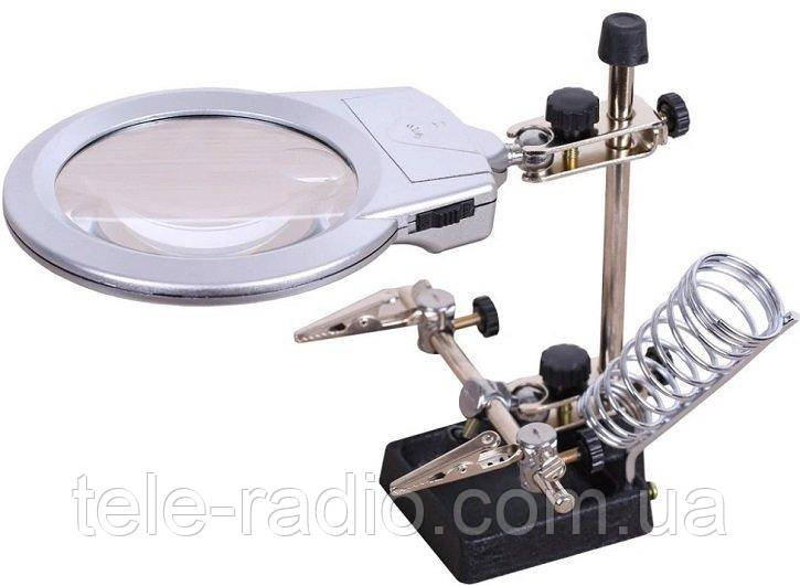 Тримач із лупою ZD-10M 3-я рука з підсвіткою, фото 1