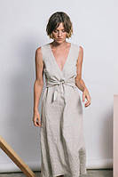 Лляне плаття з глибоким V-подібним вирізом без рукава, кольору в асортименті, варений льон