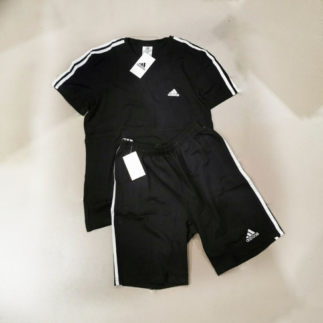 Мужской комплект шорты и футболка Adidas черный. Живое фото. топ. 3 цвета - фото 2 - id-p1164393051