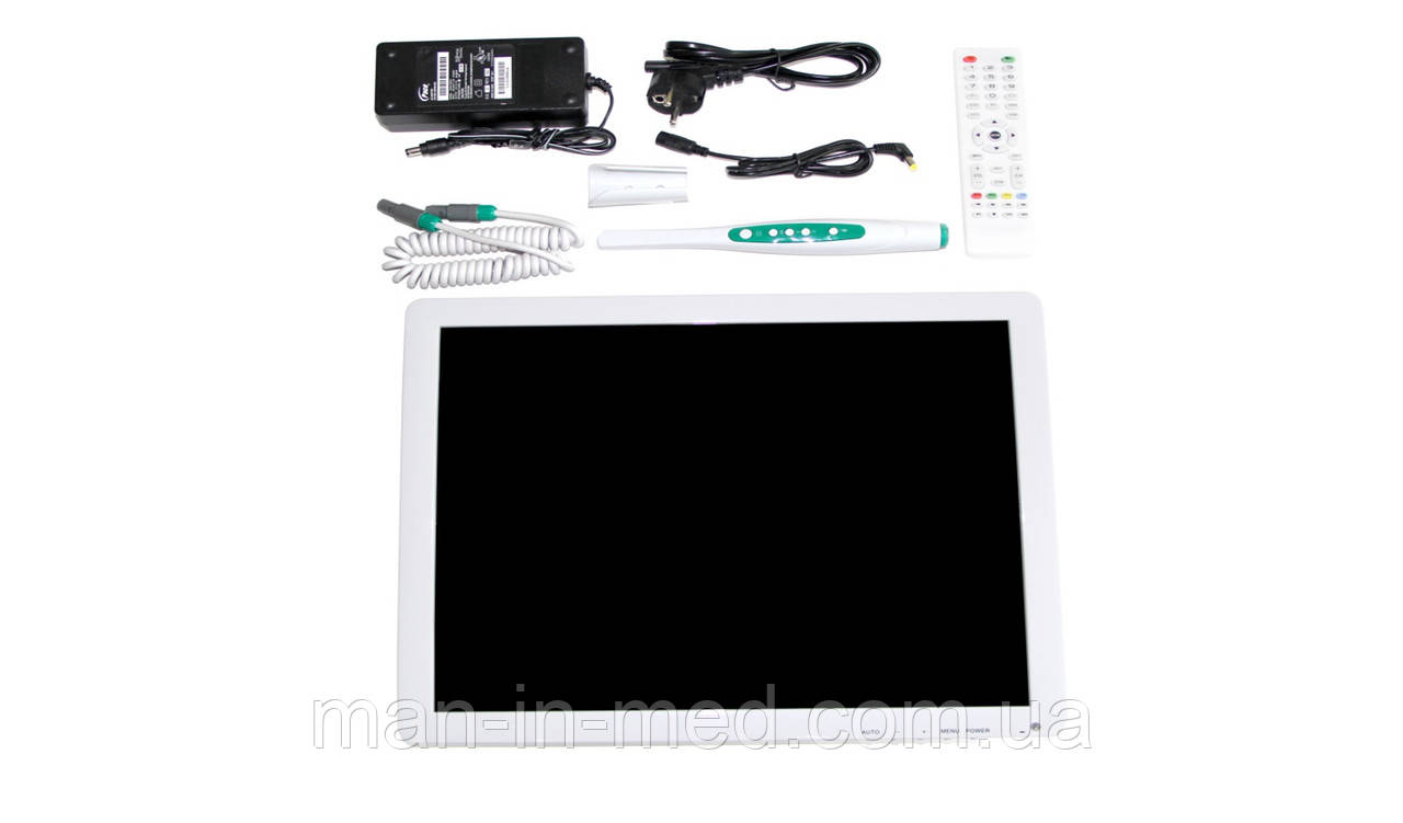 Інтраоральна камер дротова в комплекті з медичним монітором і кріпленням.