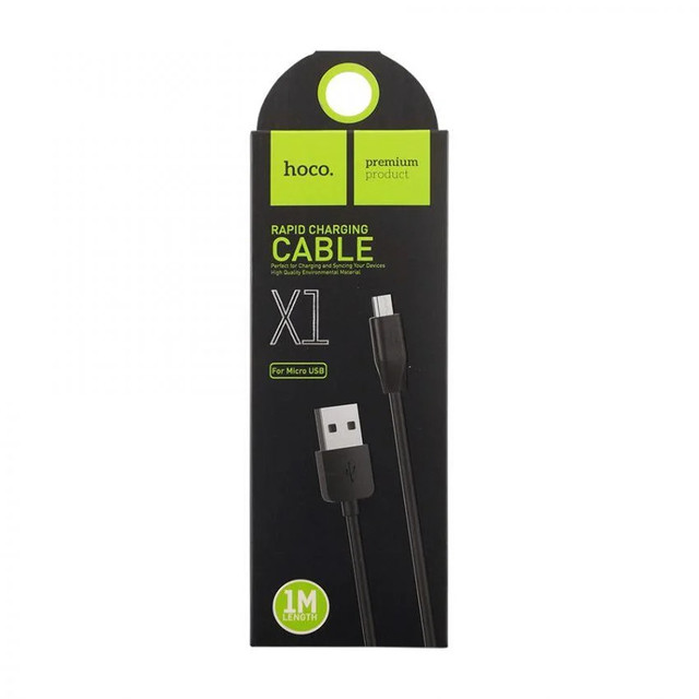 USB Кабель Hoco X1 Rapid Micro USB Black 1 метр ОРИГИНАЛ, Черный - 4