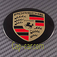 Наклейки 56мм для дисков с эмблемой Porsche. (Порше) Цена указана за комплект из 4-х штук