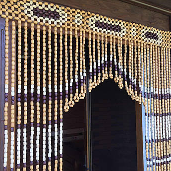 Арочна штора з дерев’яних намистин | Бежево-коричнева арка | 100×200 см | декоративна дерев’яна фіранка