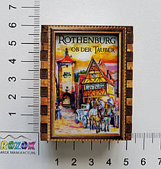 Сірники сувенірні туристичні з дерев'яною коробкою Ротенбург на магнітах