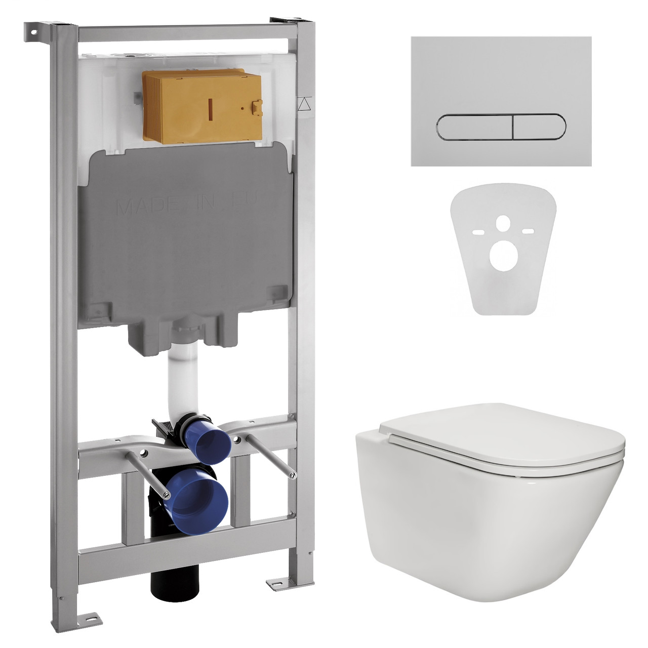 Підвісний унітаз ROCA GAP Rimless з тонким сидінням + інсталяція VOLLE Master + кнопка зливу