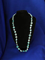 Намисто з натурального аквамарину з металевими вставками, довжина виробу 60 см