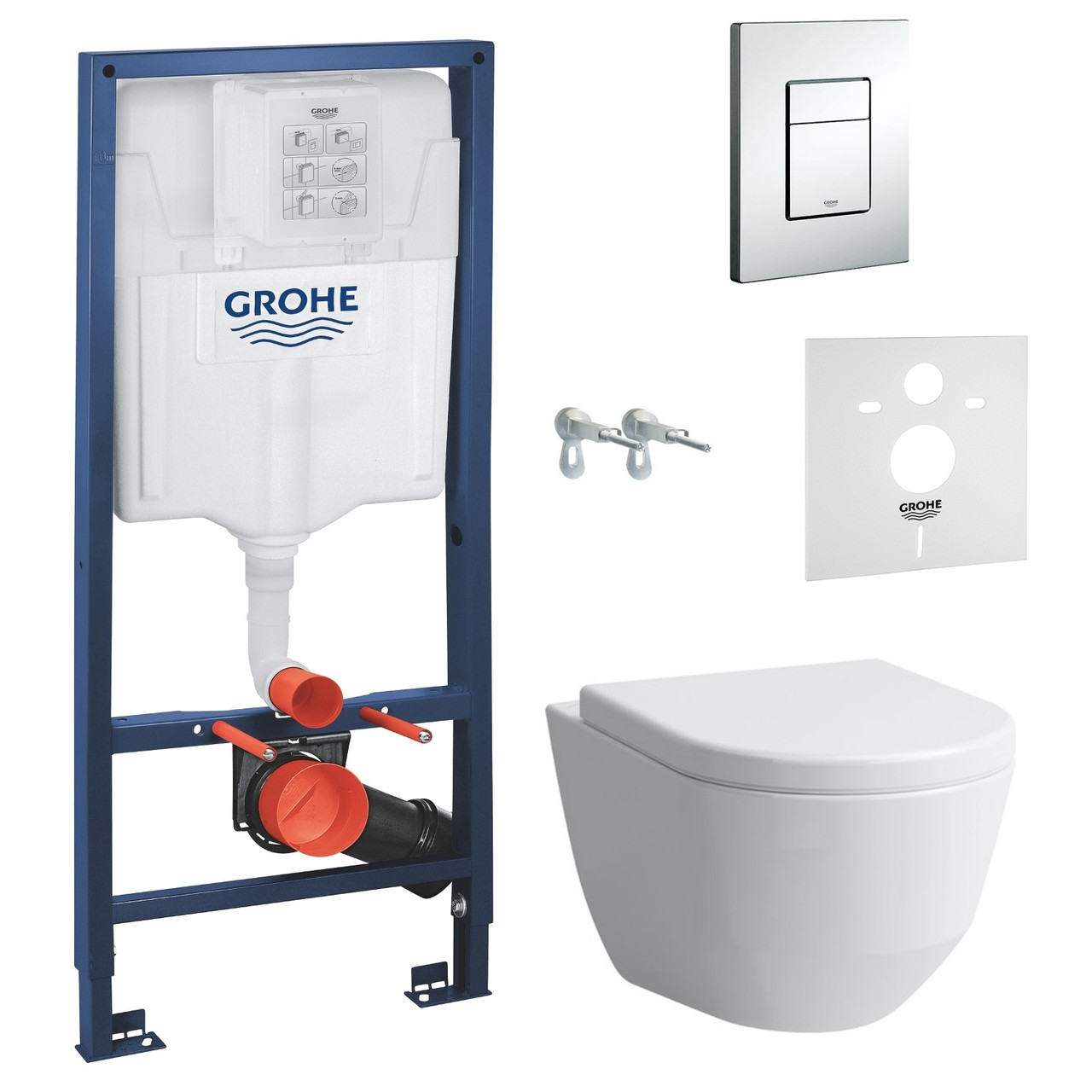 Підвісний унітаз LAUFEN PRO Rimless зі звичайною кришкою + інсталяція GROHE RAPID SL + клавіша зливу