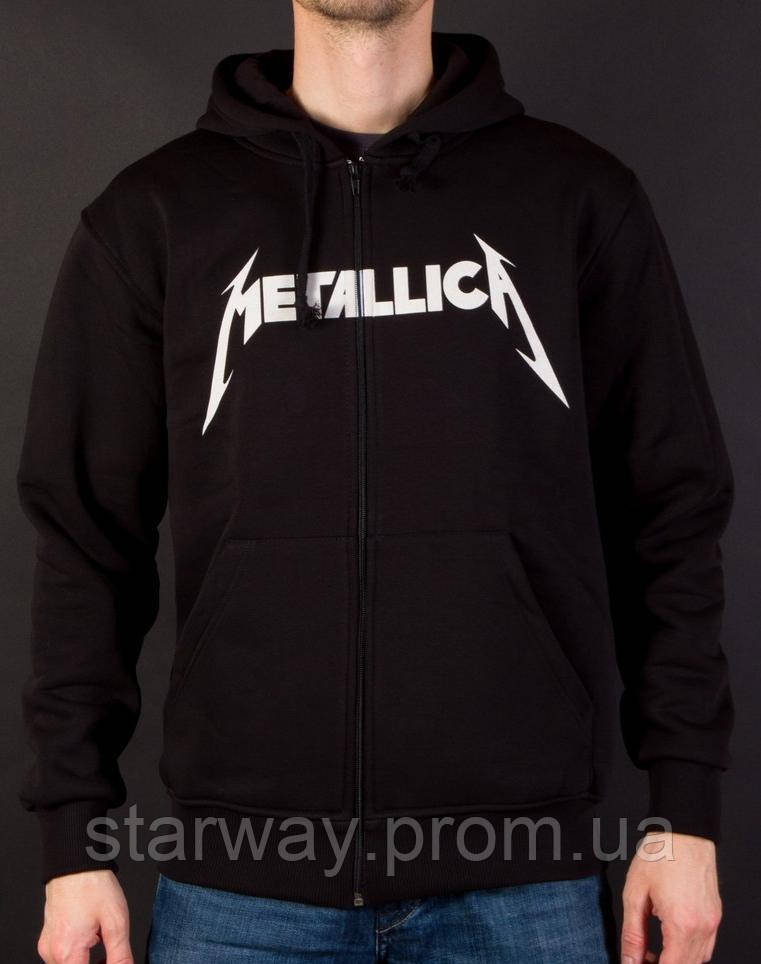 Чорна толстовка на блискавці | худі metallica логотип принт