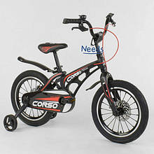 Дитячий двоколісний велосипед 16" магнієвої рамою і алюмінієвими подвійними дисками Corso MG-16 Y464 чорний