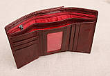 Бордовий жіночий шкіряний гаманець, фото 2