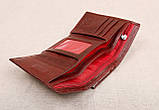 Бордовий жіночий шкіряний гаманець, фото 4